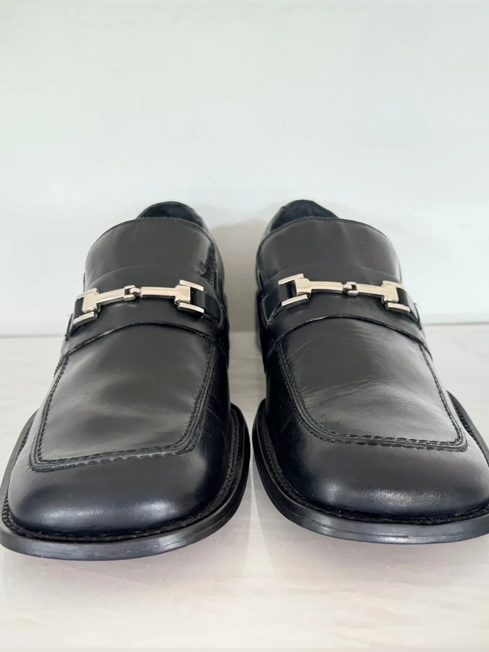 Kenneth Cole Reaction Leather Bit Loafers Men’s 10M Black Slip On Dress Shoes